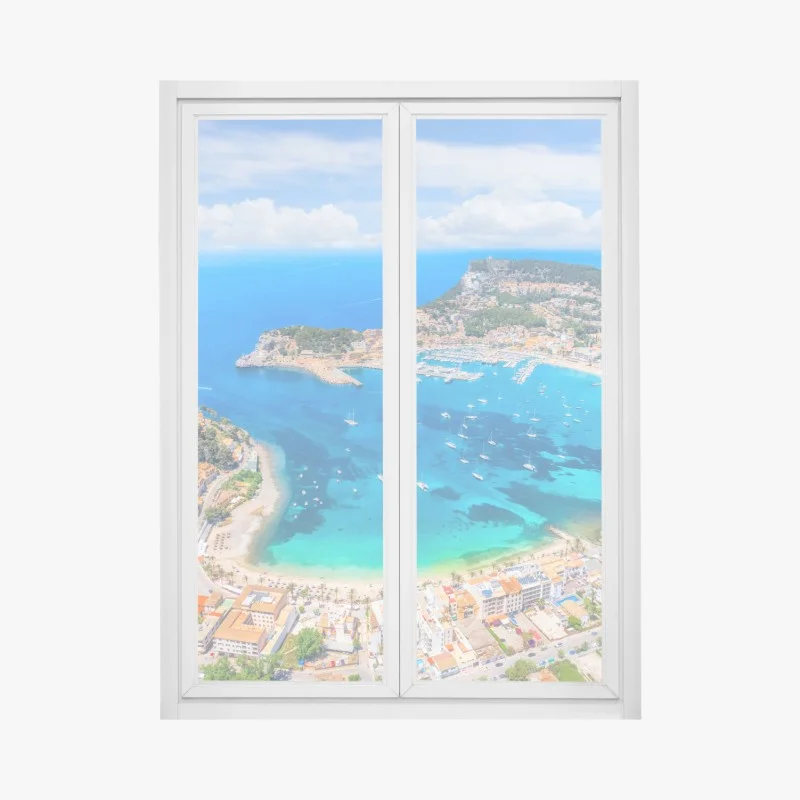 Fensteraufkleber luftaufnahme der bucht von Port de Sóller