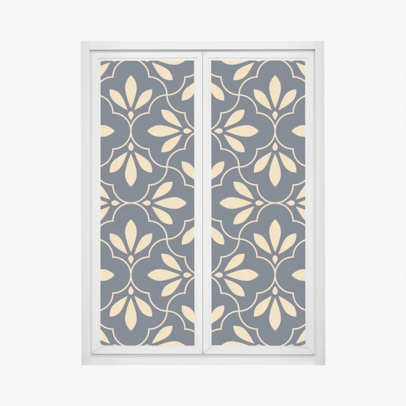 Fensteraufkleber marineblau-beige ornament