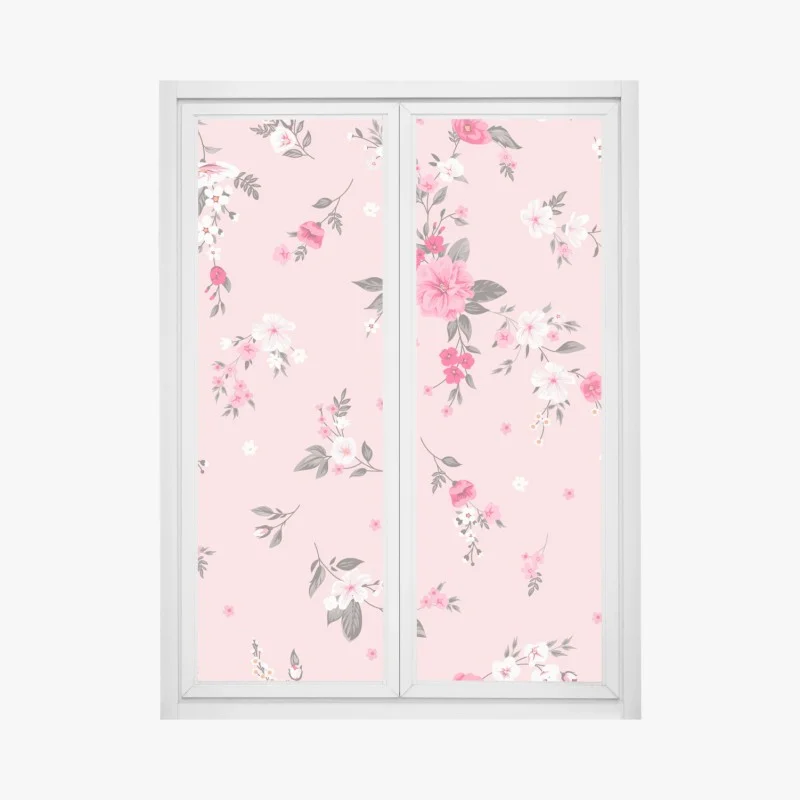 Fensteraufkleber zartes rosa blumenmuster – Wallnifity® Fensteraufkleber zartes rosa blumenmuster – Wallnifity®