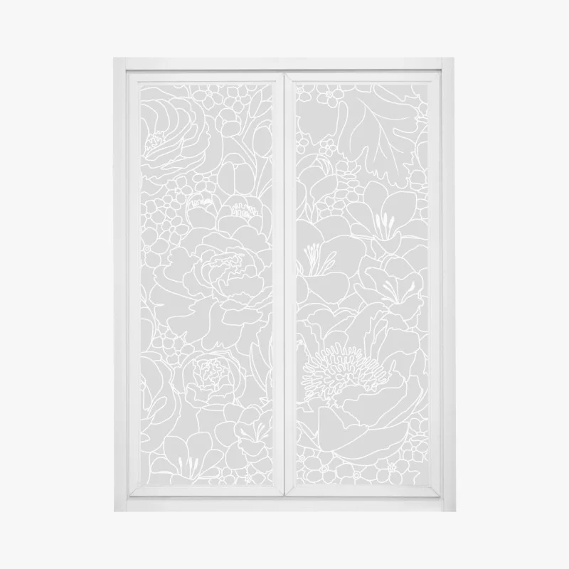Fensteraufkleber subtiles graues blumenlinienmuster