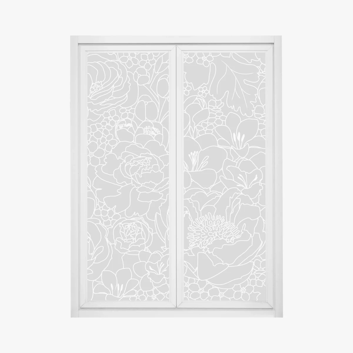 Fensteraufkleber subtiles graues blumenlinienmuster – Wallnifity® Fensteraufkleber subtiles graues blumenlinienmuster – Wallnifity®