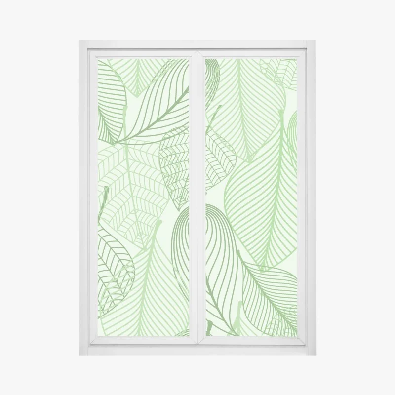Fensteraufkleber grünes botanisches blättermuster