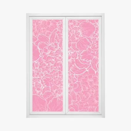 Fensteraufkleber leuchtendes rosa pfingstrosenmuster – Wallnifity®