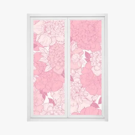 Fensteraufkleber rosa pfingstrosenmuster – Wallnifity®