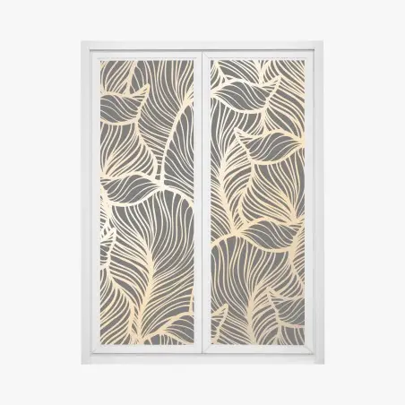 Fensteraufkleber goldenes blattmuster auf schwarzem hintergrund – Wallnifity®