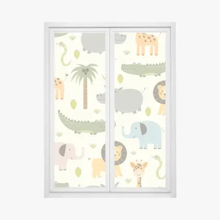 Fensteraufkleber pastell safari tiermuster – Wallnifity®