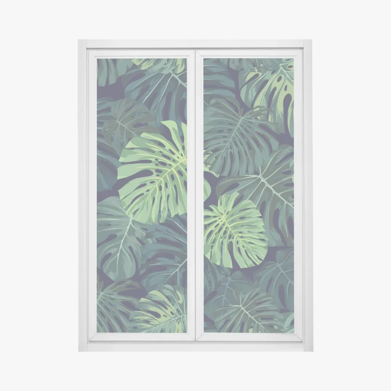 Fensteraufkleber tropisches monstera-blattmuster