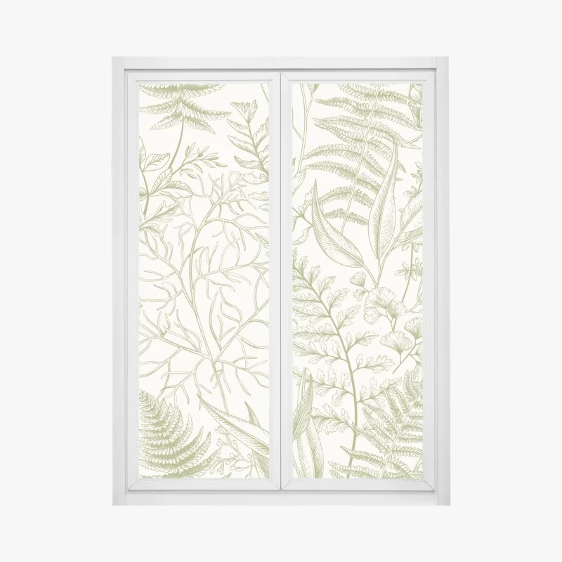 Fensteraufkleber handgezeichnetes grünes blättermotiv