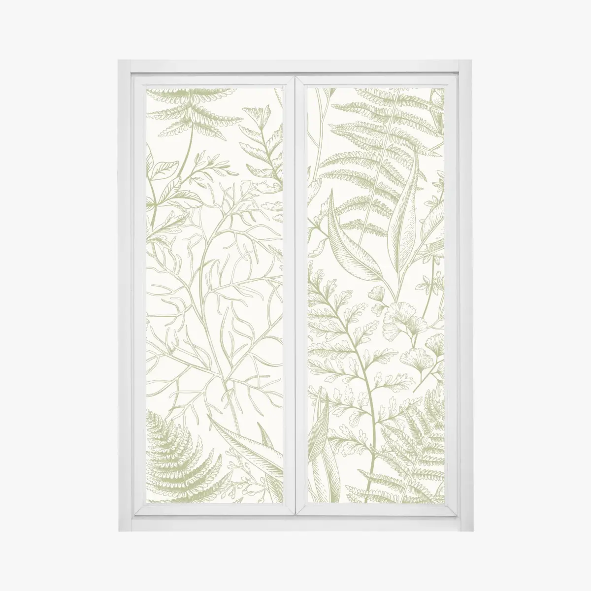 Fensteraufkleber handgezeichnetes grünes blättermotiv – Wallnifity®