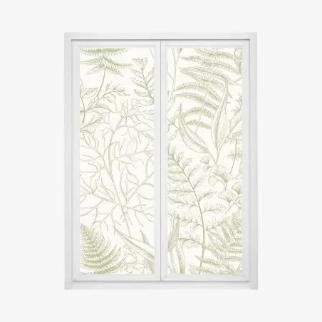 Fensteraufkleber handgezeichnetes grünes blättermotiv – Wallnifity®