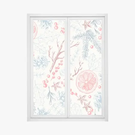 Fensteraufkleber handgezeichnetes winterliches botanisches muster – Wallnifity®