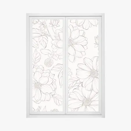 Fensteraufkleber zartes botanisches blumenmuster – Wallnifity®