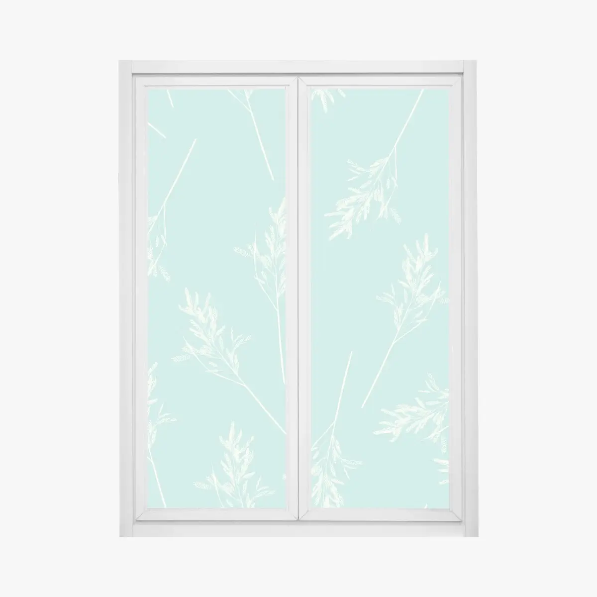 Fensteraufkleber zartes türkisfarbenes botanisches muster – Wallnifity®