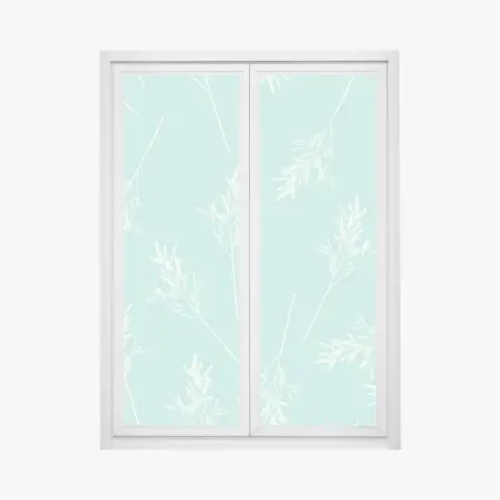Fensteraufkleber zartes türkisfarbenes botanisches muster – Wallnifity®
