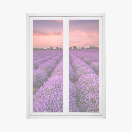 Fensteraufkleber lavendelfeld bei sonnenuntergang – Wallnifity®