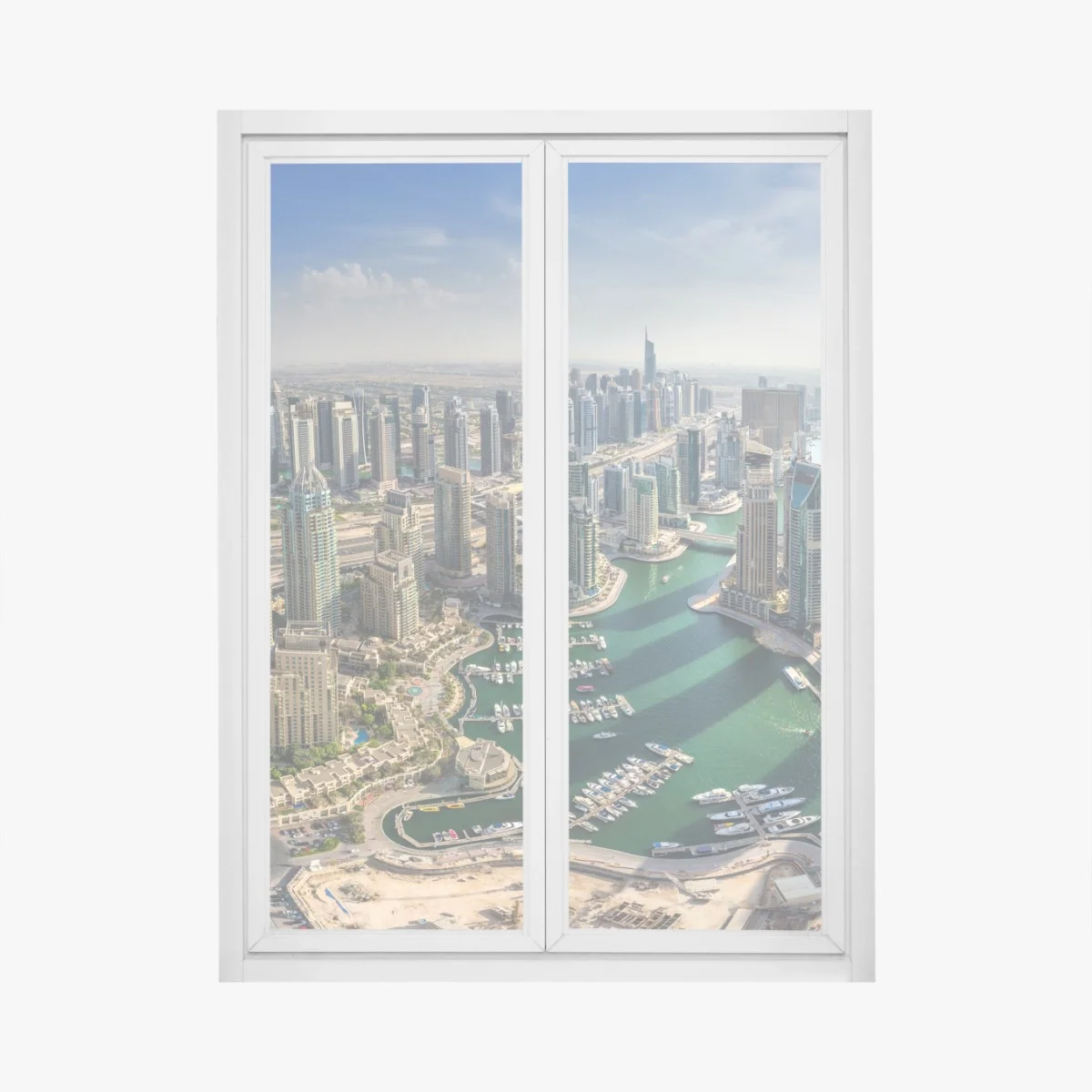Fensteraufkleber Dubai Marina panorama skyline – Wallnifity® Fensteraufkleber Dubai Marina panorama skyline – Wallnifity®