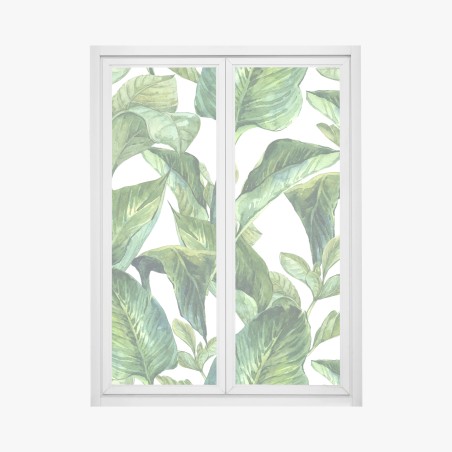 Fensteraufkleber üppiges aquarellmuster tropischer blätter – Wallnifity®