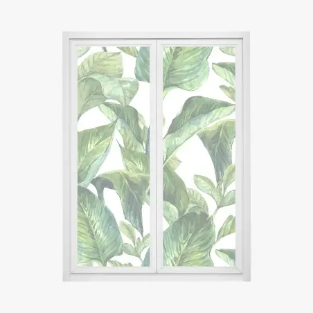 Fensteraufkleber üppiges aquarellmuster tropischer blätter – Wallnifity®