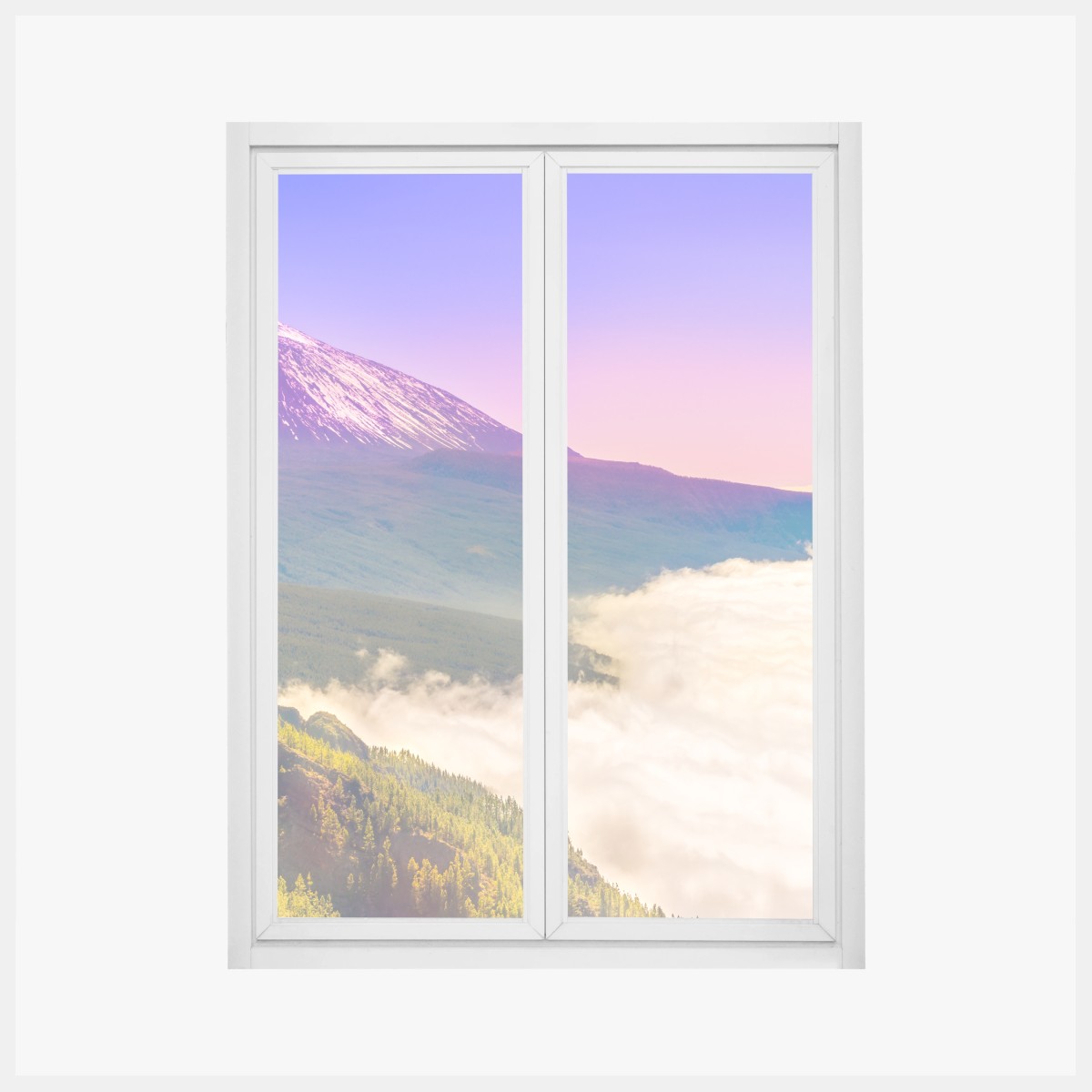 Fensteraufkleber vulkanischer gipfel Teide über einem meer aus wolken – Wallnifity®