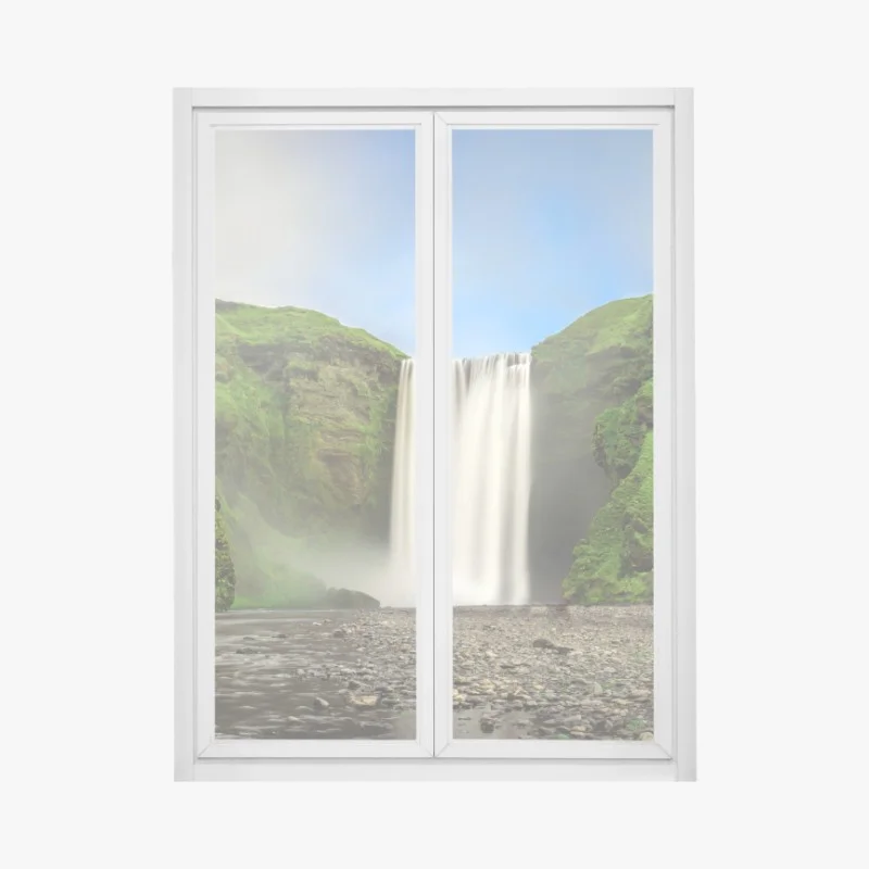 Fensteraufkleber panorama des wasserfalls Skogafoss
