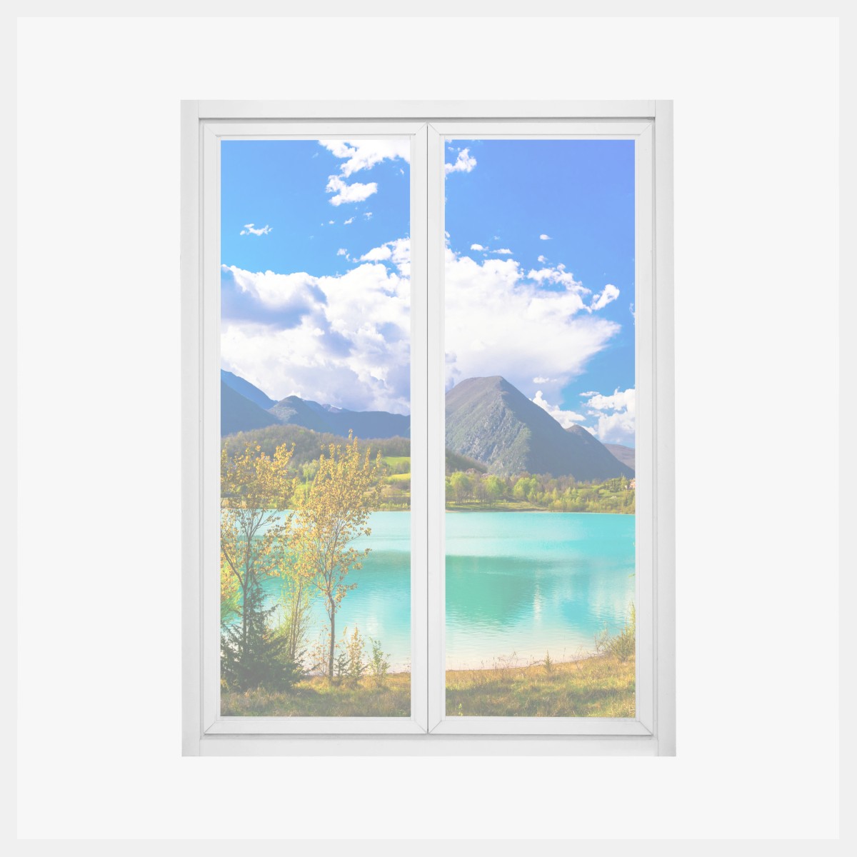 Fensteraufkleber türkissee mit berglandschaft – Wallnifity®