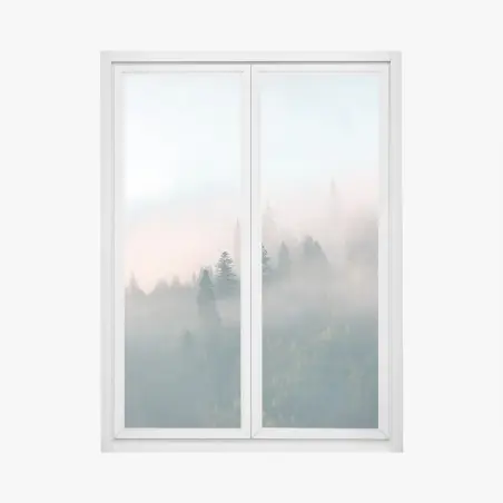 Fensteraufkleber nebliger morgenwald – Wallnifity®