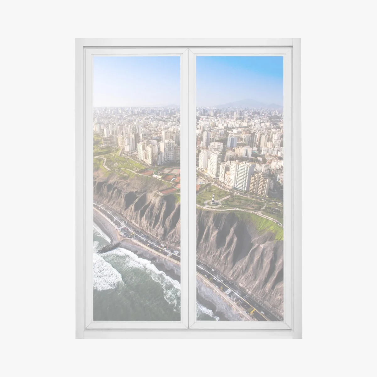 Fensteraufkleber panorama der küste Miraflores, Lima – Wallnifity® Fensteraufkleber panorama der küste Miraflores, Lima – Wallnifity®