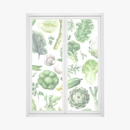 Fensteraufkleber aquarellmuster grünes gemüse – Wallnifity®