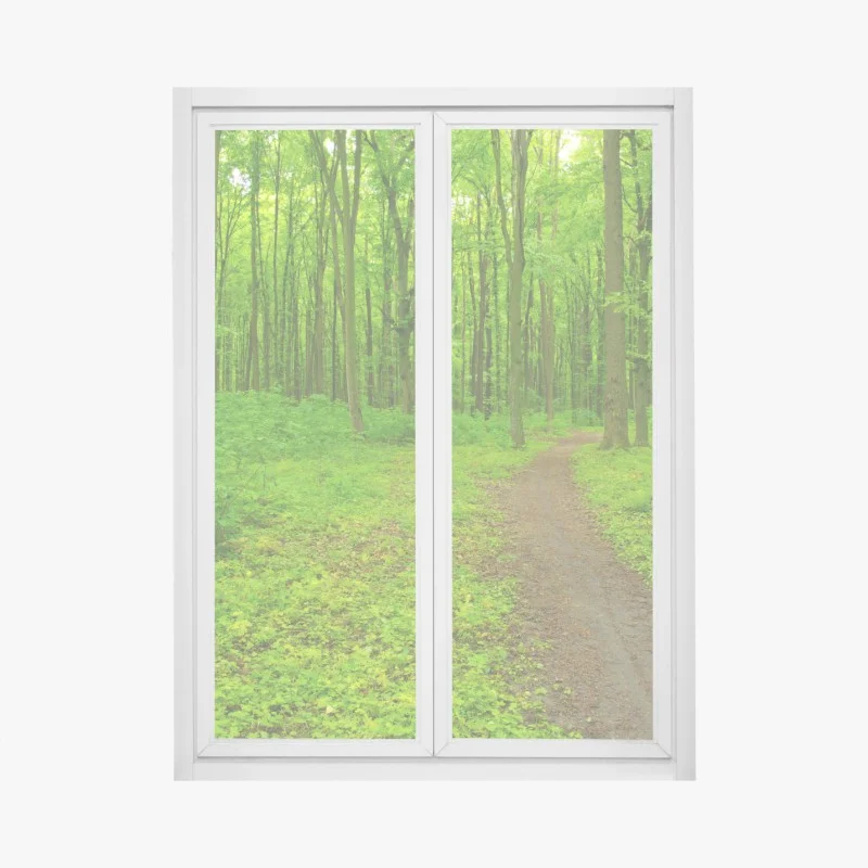 Fensteraufkleber beruhigender grüner waldweg