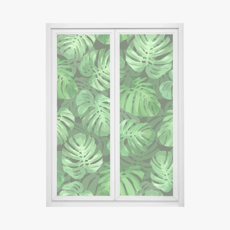 Fensteraufkleber tropisches monstera-blattmuster