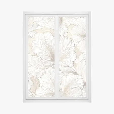 Fensteraufkleber zarte beige blumenillustration – Wallnifity®