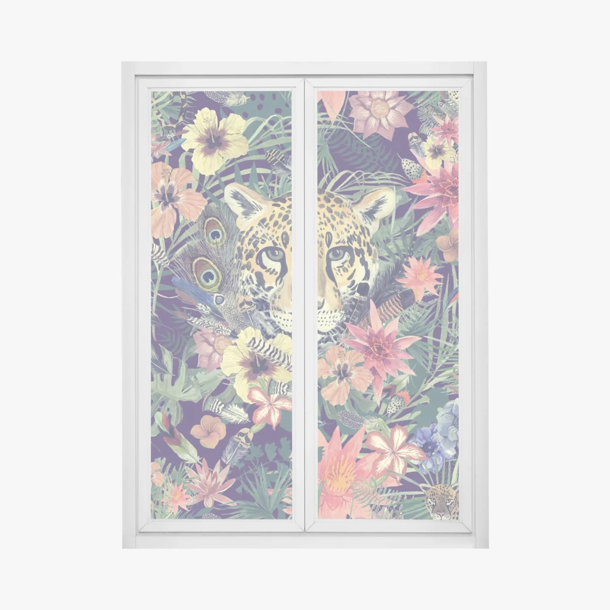 Fensteraufkleber vintage aquarell leopard im tropischen dschungel – Wallnifity® Fensteraufkleber vintage aquarell leopard im tropischen dschungel – Wallnifity®