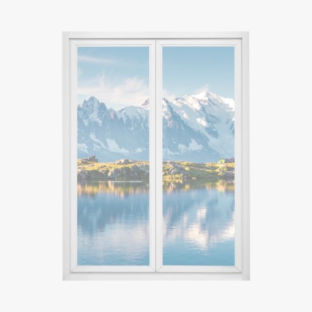 Fensteraufkleber panorama von Mont Blanc über dem Lac Blanc – Wallnifity®