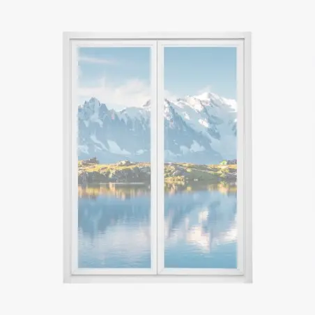 Fensteraufkleber panorama von Mont Blanc über dem Lac Blanc – Wallnifity®