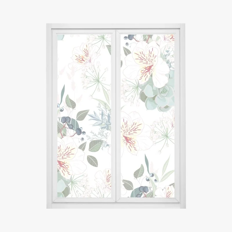 Fensteraufkleber zartes pastell blumenmuster – Wallnifity®