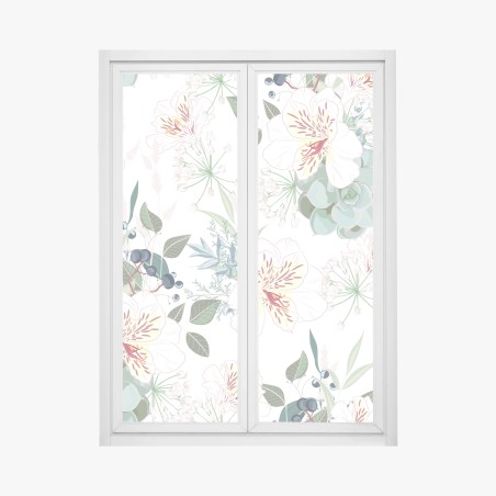 Fensteraufkleber zartes pastell blumenmuster – Wallnifity®