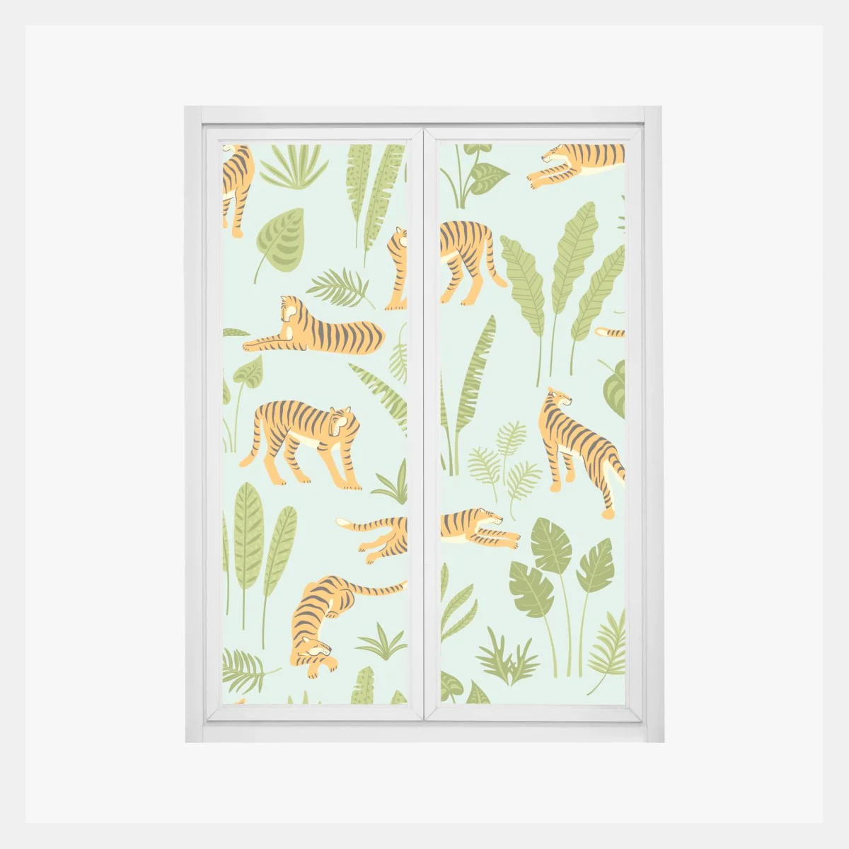 Fensteraufkleber verspieltes tiger dschungel muster – Wallnifity® Fensteraufkleber verspieltes tiger dschungel muster – Wallnifity®
