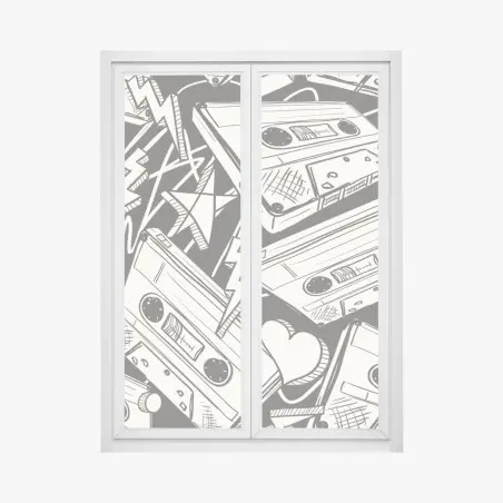 Fensteraufkleber vintage kassettenmuster – Wallnifity®