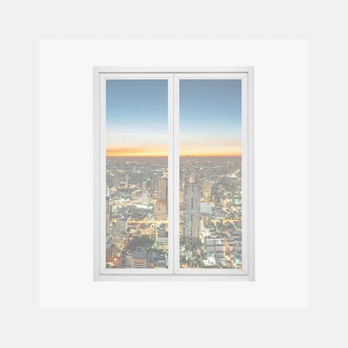 Fensteraufkleber panorama von Bangkok bei dämmerung – Wallnifity®