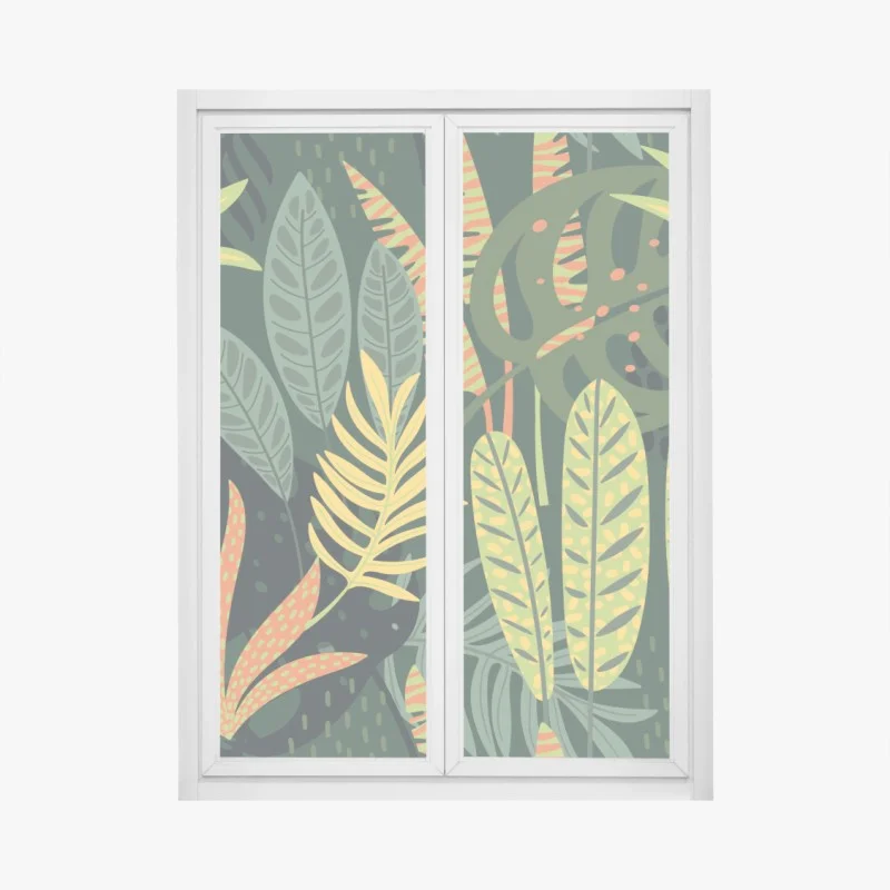 Fensteraufkleber botanisches blattmuster im dschungelstil – Wallnifity®
