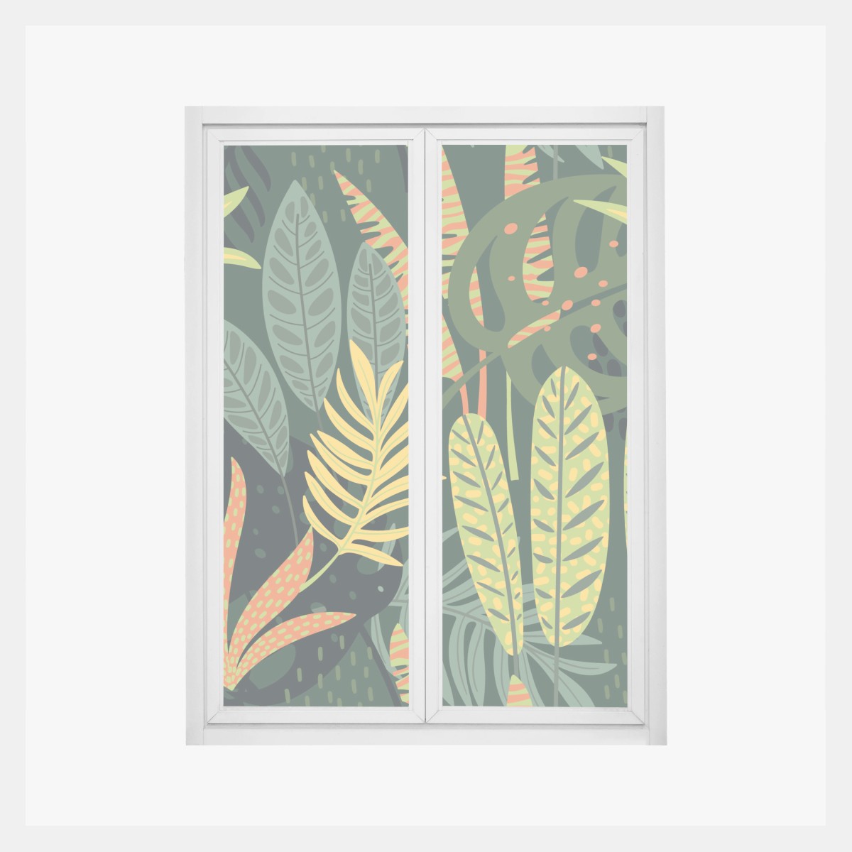 Fensteraufkleber botanisches blattmuster im dschungelstil – Wallnifity®