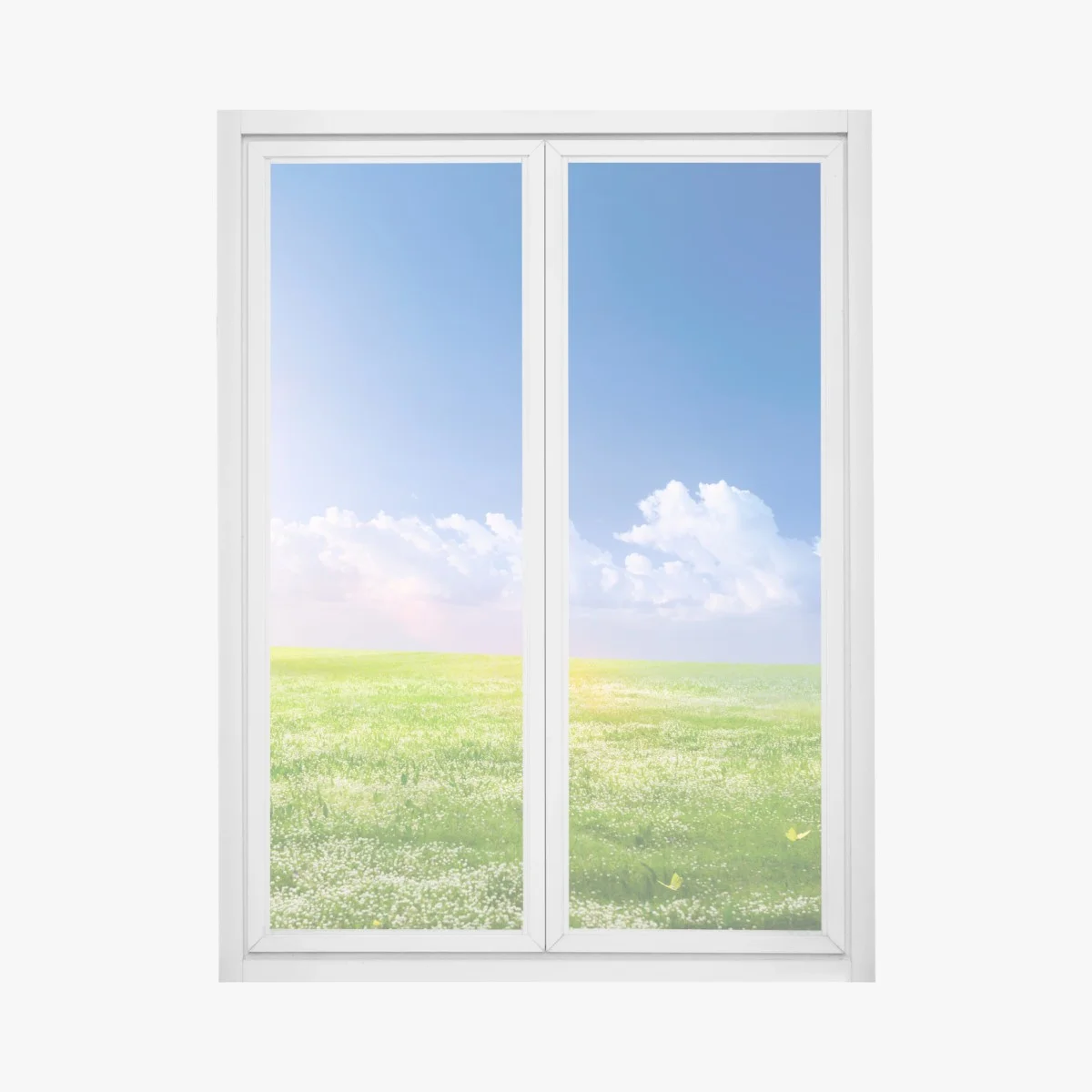 Fensteraufkleber sonnige frühlingswiese unter blauem himmel – Wallnifity® Fensteraufkleber sonnige frühlingswiese unter blauem himmel – Wallnifity®