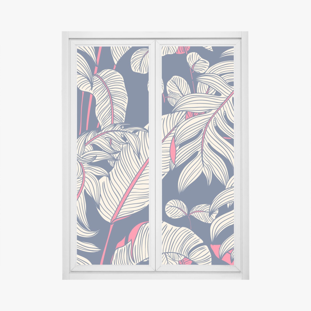 Fensteraufkleber marineblaues tropisches blattmuster – Wallnifity®
