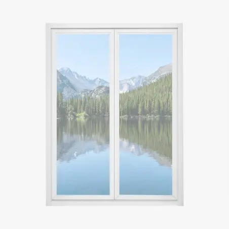 Fensteraufkleber gebirgssee mit spiegelung – Wallnifity®