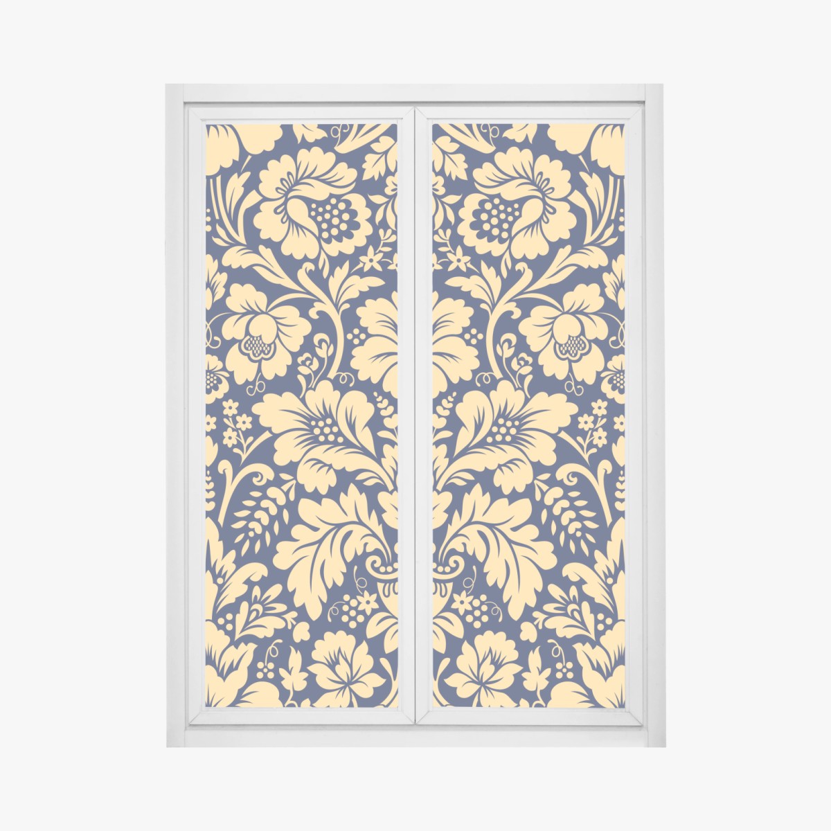 Fensteraufkleber dunkelblau-beiges damastmuster – Wallnifity®