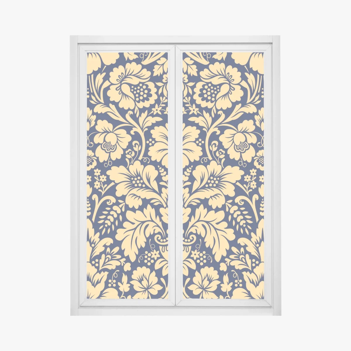 Fensteraufkleber dunkelblau-beiges damastmuster – Wallnifity® Fensteraufkleber dunkelblau-beiges damastmuster – Wallnifity®
