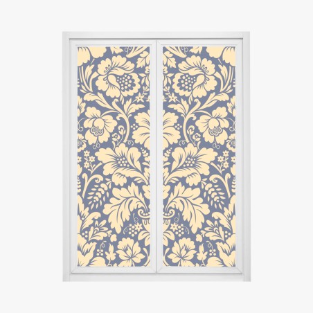 Fensteraufkleber dunkelblau-beiges damastmuster – Wallnifity®