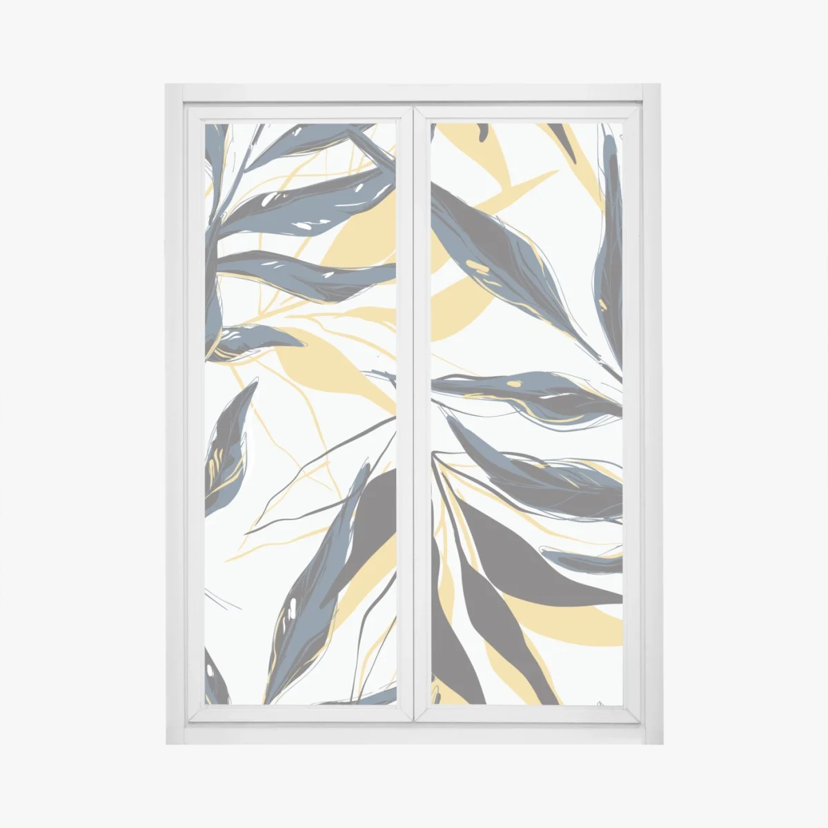 Fensteraufkleber marineblaue und goldene botanische blattkomposition – Wallnifity® Fensteraufkleber marineblaue und goldene botanische blattkomposition – Wallnifity®