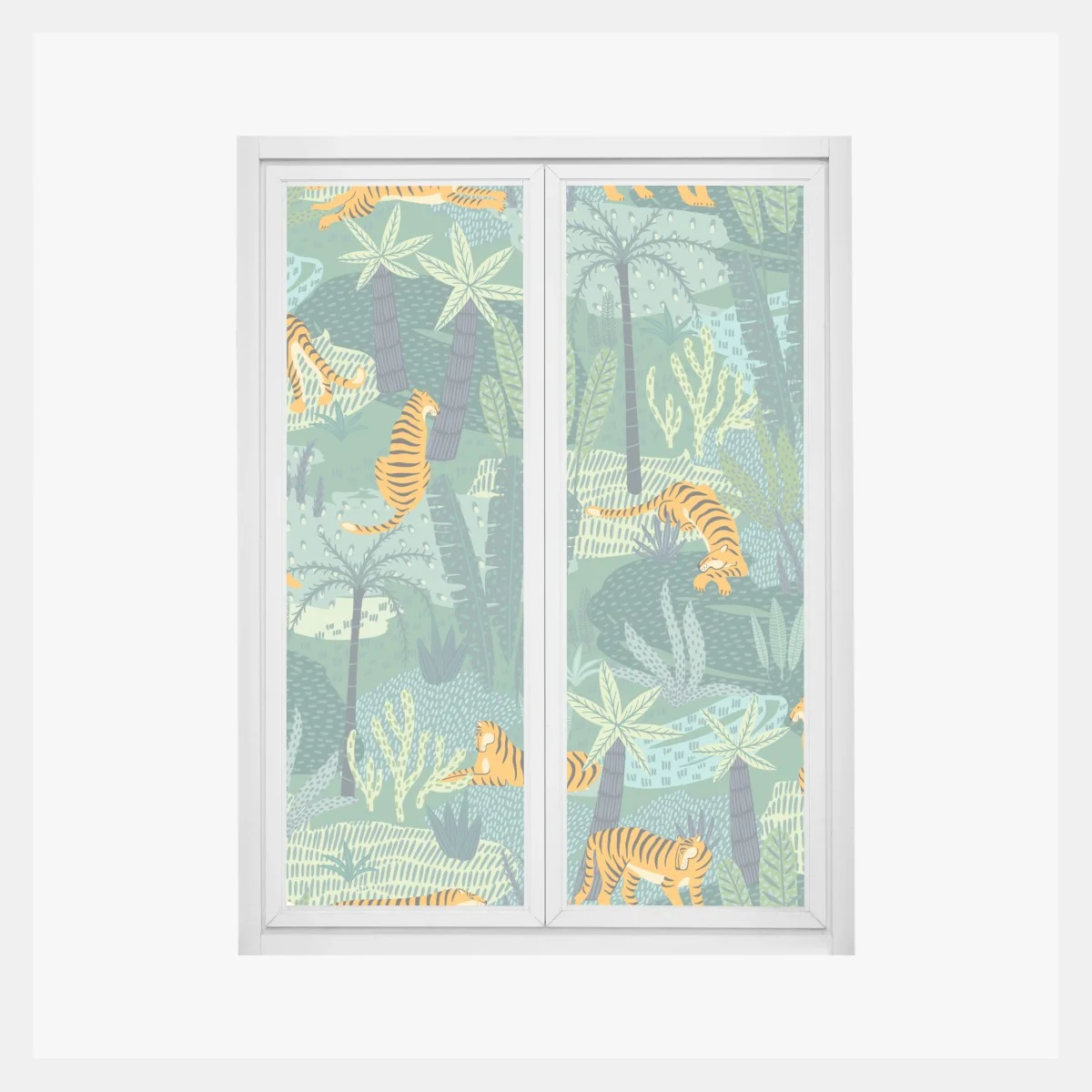 Fensteraufkleber verspieltes dschungel-tiger-muster – Wallnifity® Fensteraufkleber verspieltes dschungel-tiger-muster – Wallnifity®