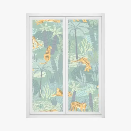 Fensteraufkleber verspieltes dschungel-tiger-muster – Wallnifity®